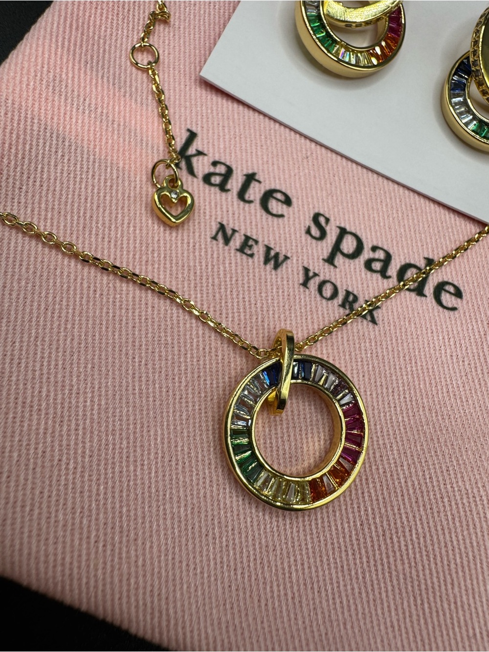 Kate Spade Rainbow Crystal Circle Necklace & Earring Set - Gold tone - Picture 3 of 7